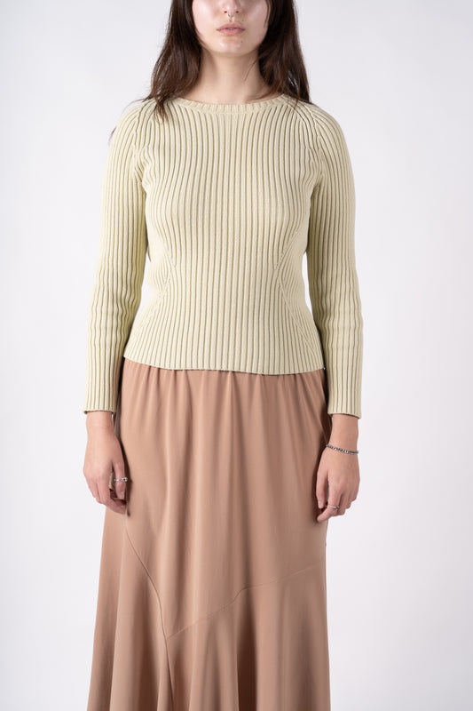 Greeny Beige Knit Sweater - S/M