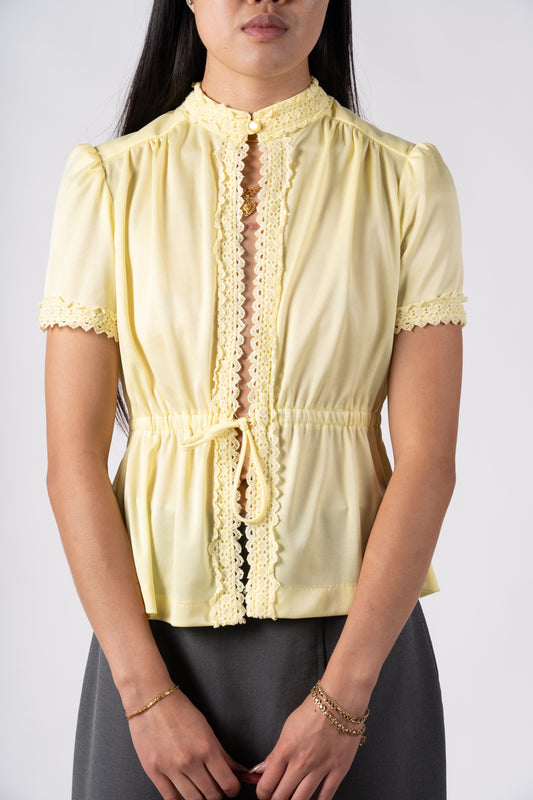 Eggshell Yellow Tie-Up Top - S