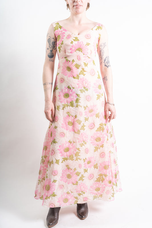 Pink Chrysanthemum Dress - S