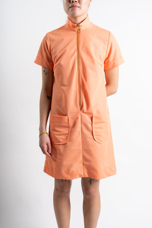Orange Zipper Dress - M