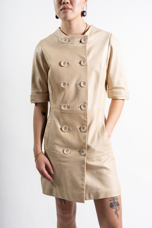 Beige Leather Dress - S/M