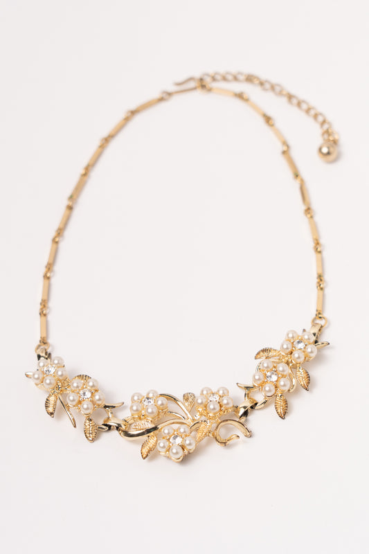 Gold & Pearl Floral Necklace