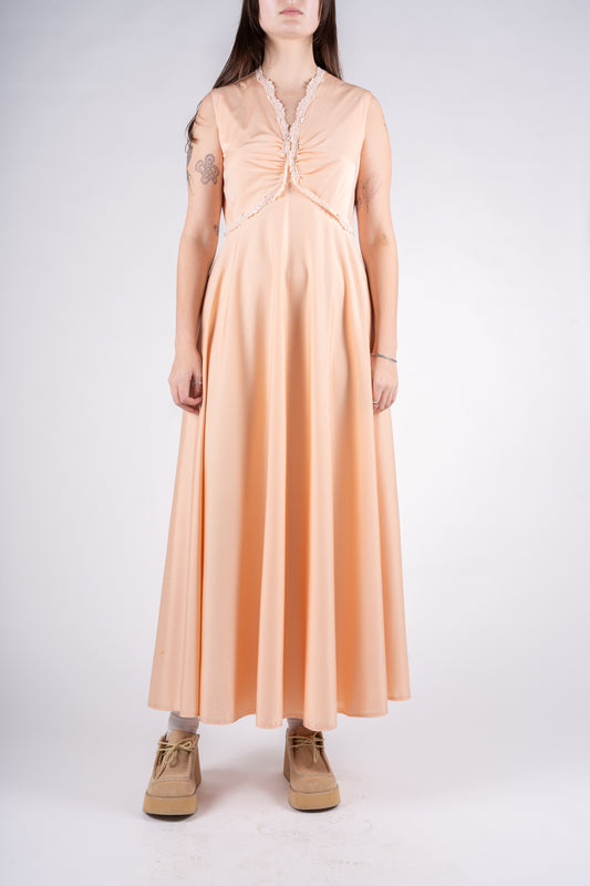 Peach Lace Trim Dress - M