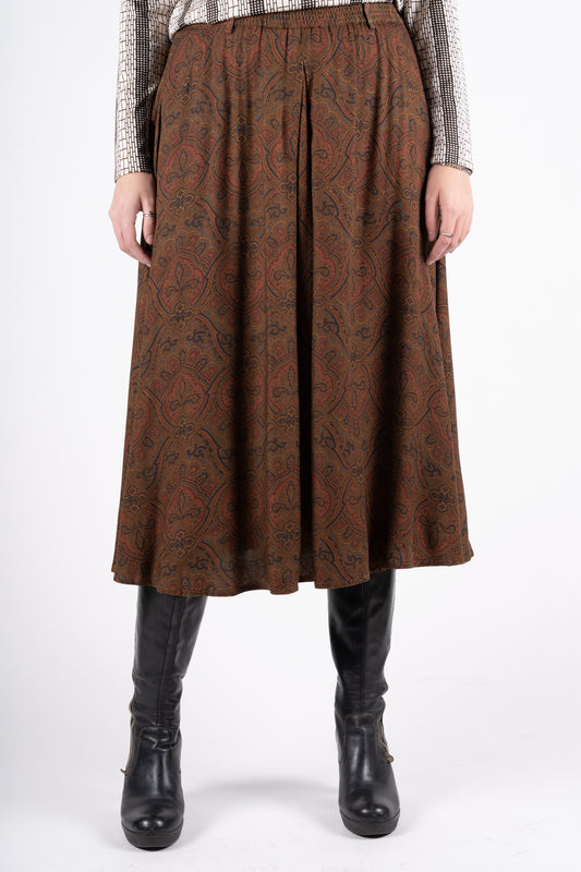 Brown Patterned Skirt - M