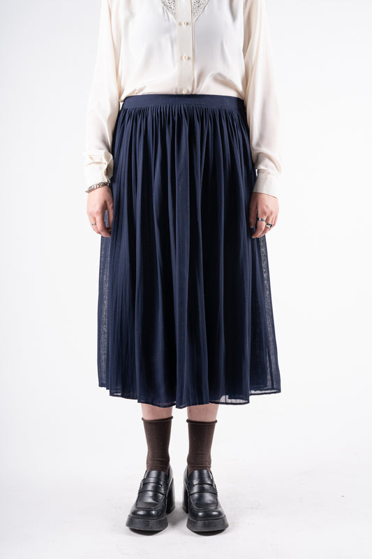 Navy Lined Skirt - M