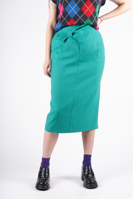 Turquoise Wool Skirt - M