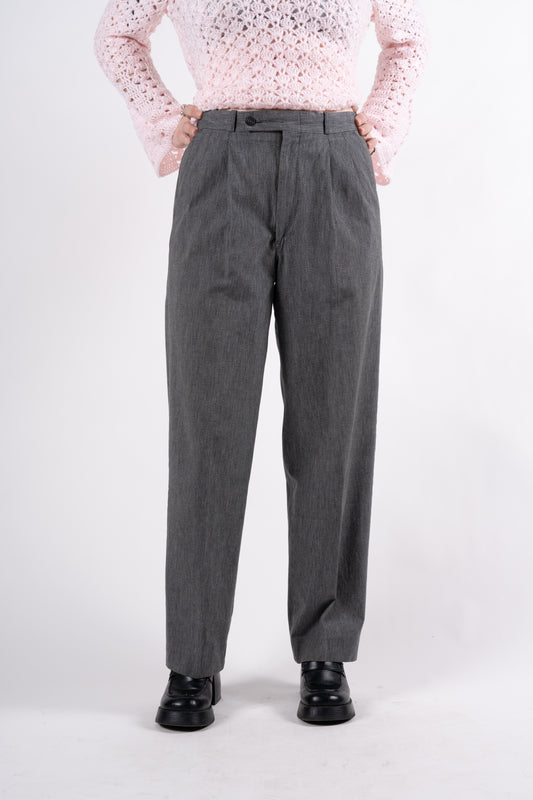 Grey Pleated Trousers - M