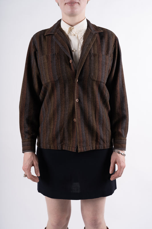 Brown Striped Blazer Jacket - M/L