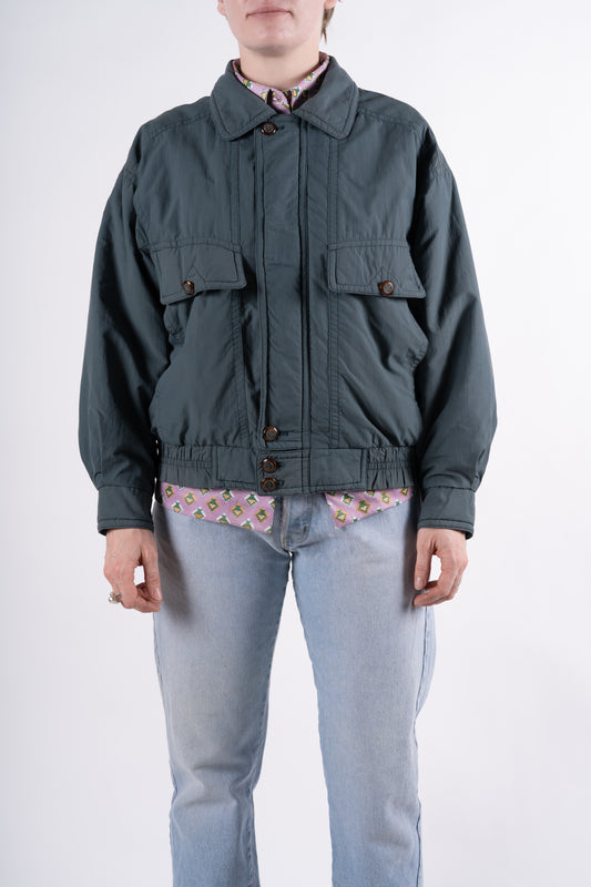 Grey Green Insulated Bomber - L