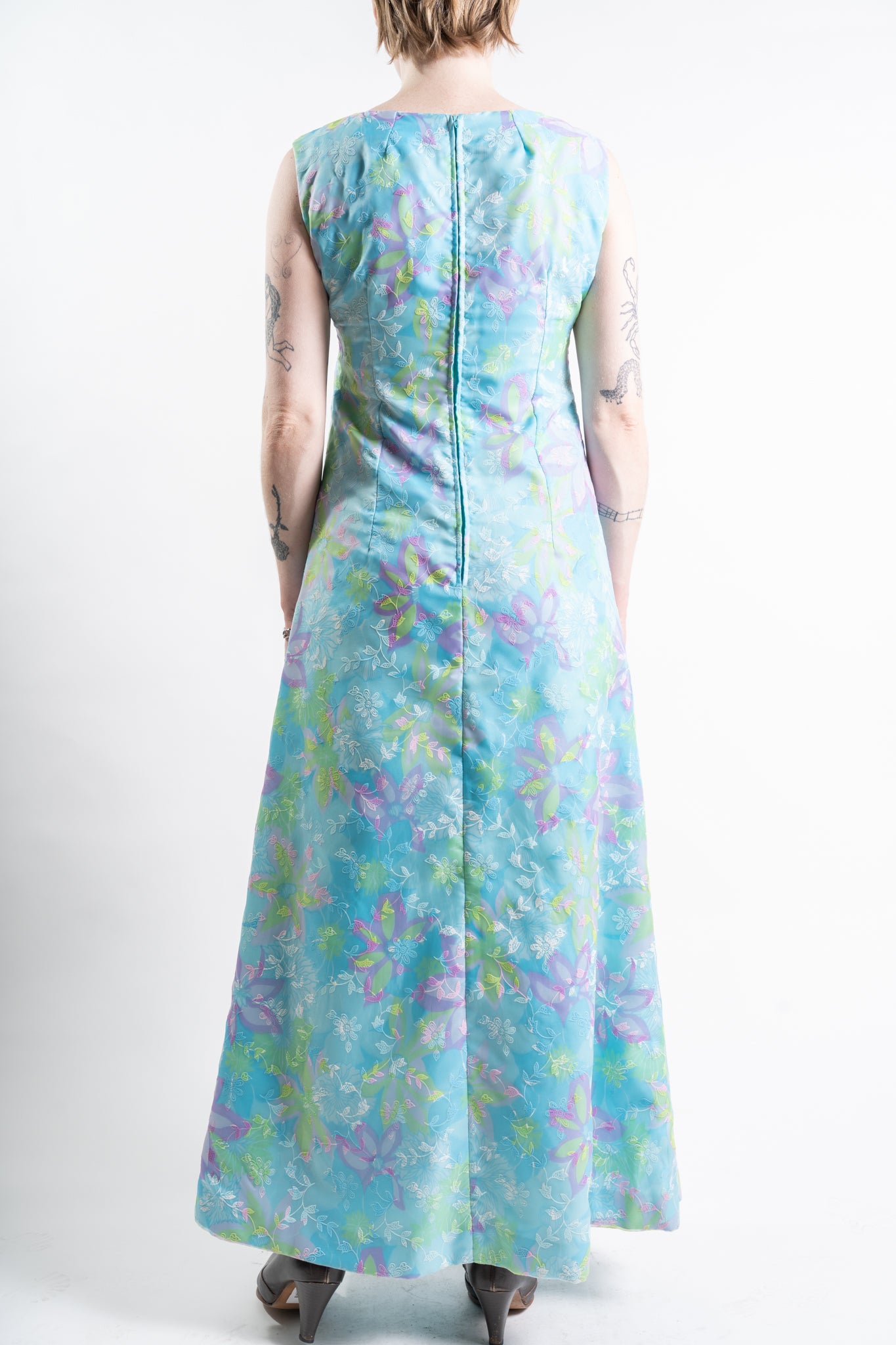 Blue Floral Maxi Dress - L