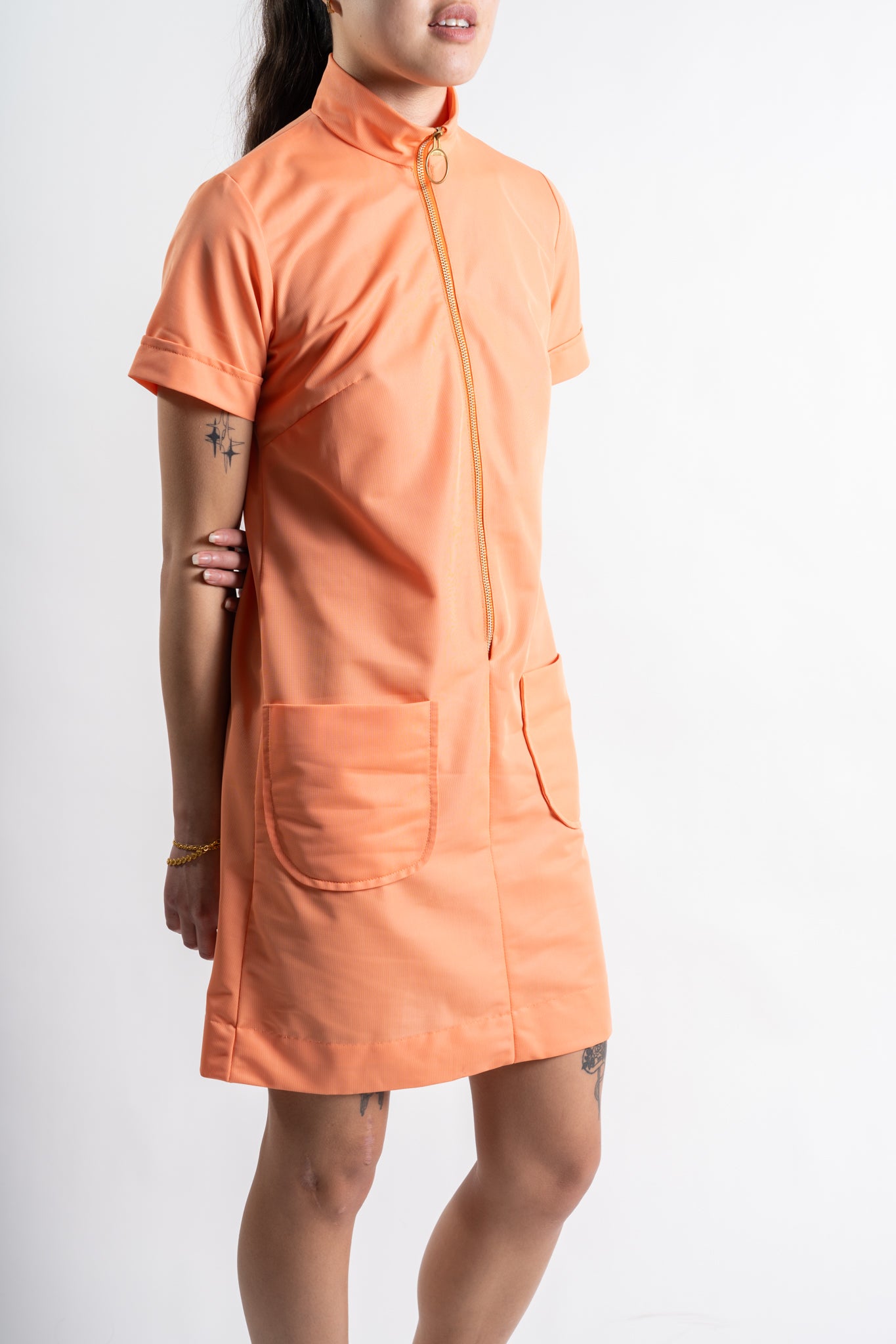 Orange Zipper Dress - M
